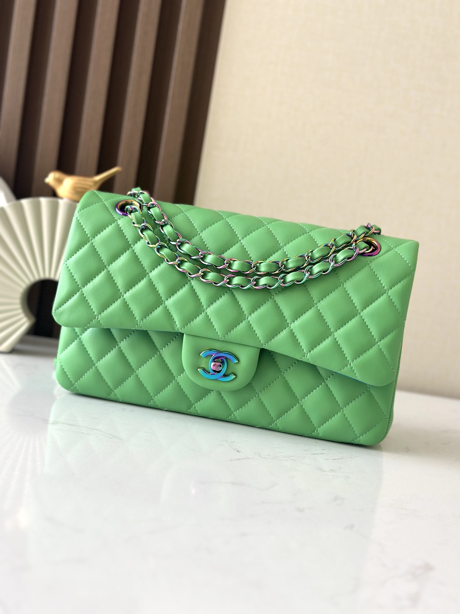 Chanel Green and Blue Chain Bag Top-Tier Version - cnluxepick