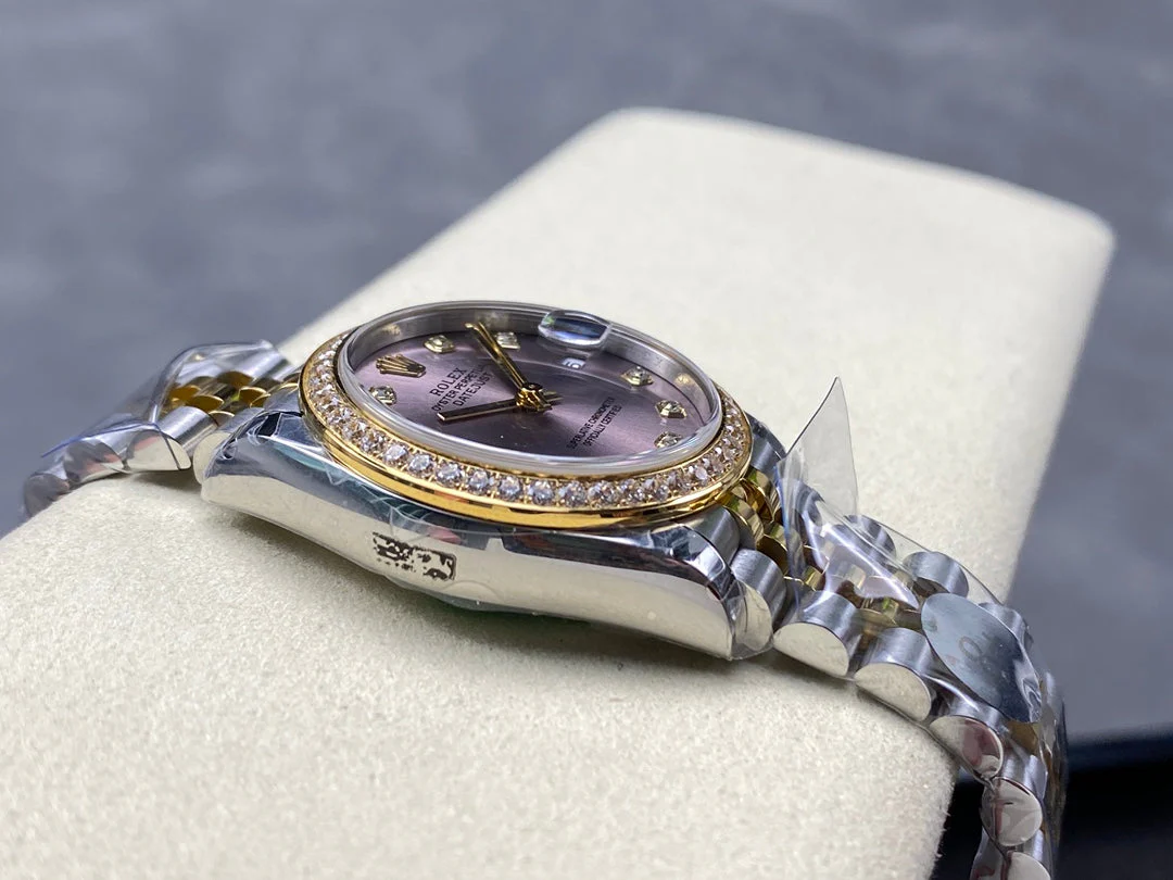Datejust 31mm Yellow Gold Steel Diamond Bezel Purple Dial Diamond Numerals