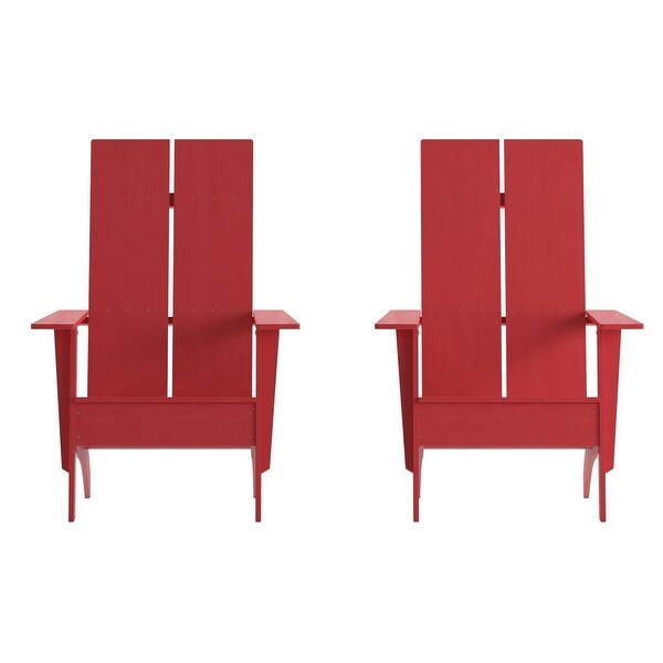 Modern Dual Slat Back Adirondack Style Chairs (Set of 2)