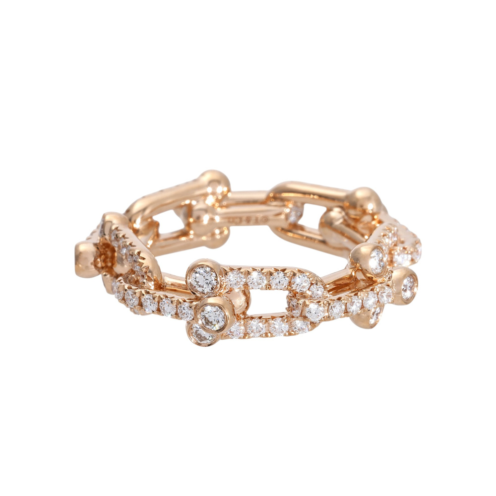 Tiffany & Co. Hardware Link Ring 18K Rose Gold Diamond 72670515
