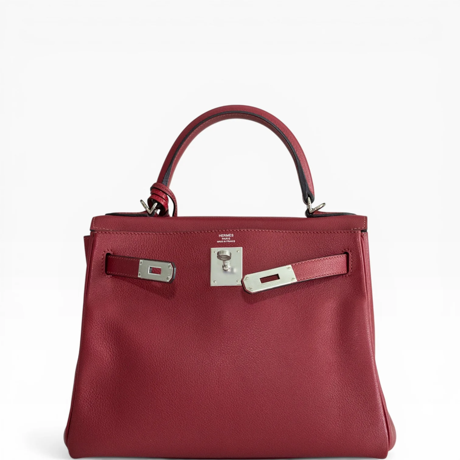 Hermès Kelly 28 Retourne Rubis Evergrain Palladium Hardware