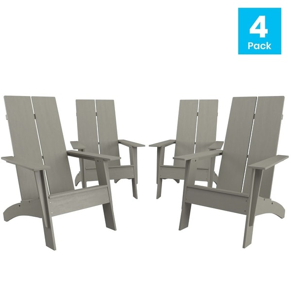 Modern Dual Slat Back Adirondack Style Chairs,Set of 4