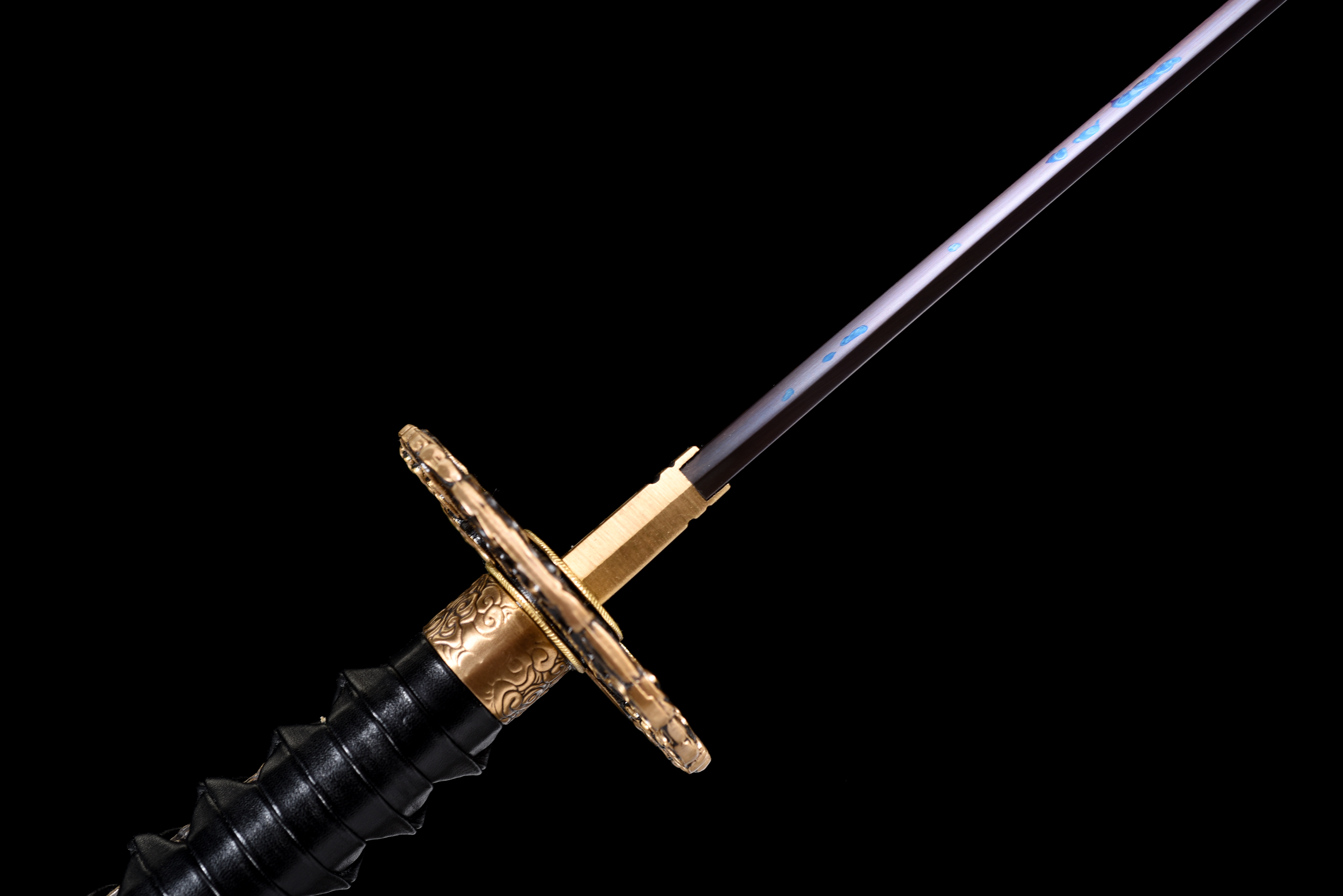 Dragon Katana – Blue Baked Damascus Steel, Full Tang