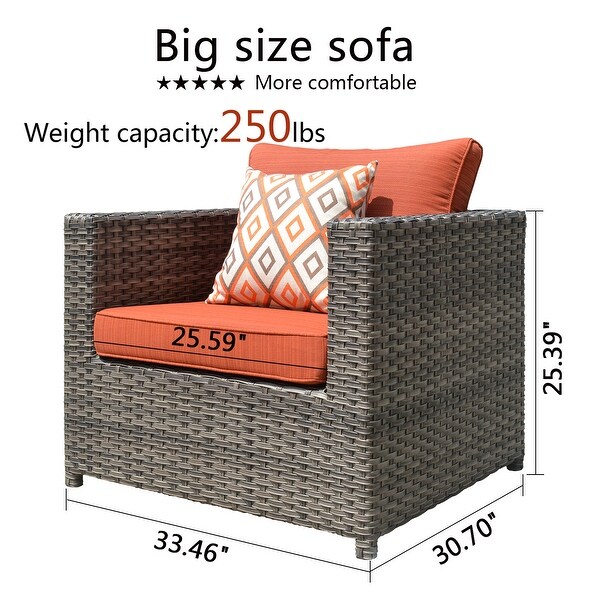 OVIOS Patio Furniture Deep Seat Wicker 9piece Set