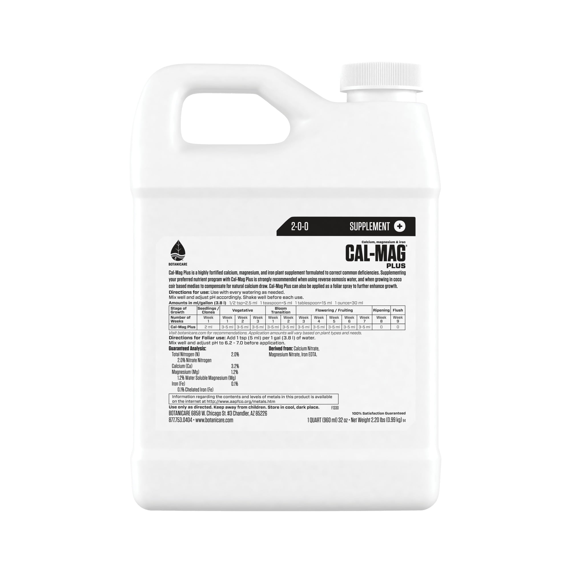 Botanicare Cal-Mag Plus, A Calcium, Magnesium, And Iron Plant Supplement, Plant Food, 32 oz