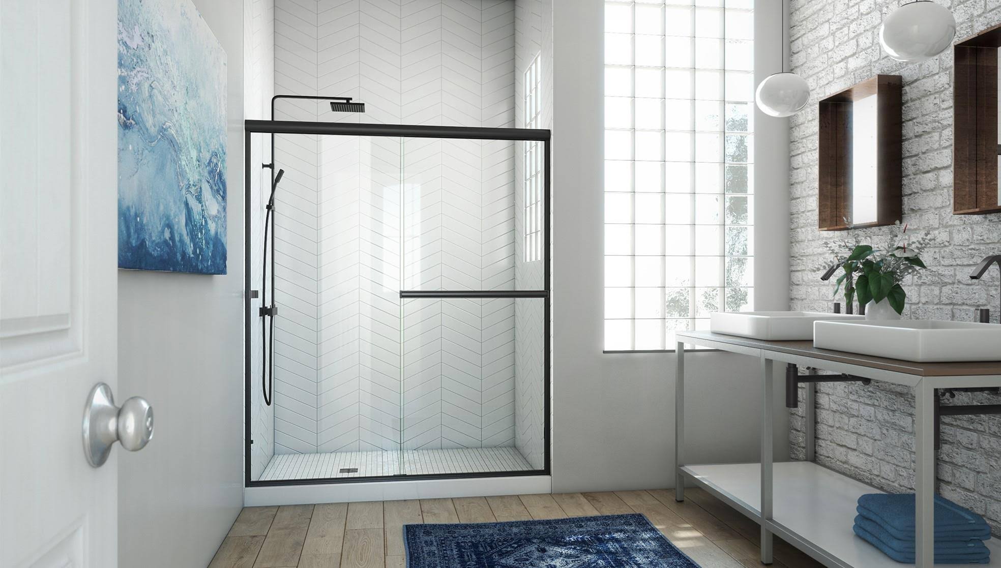 Arizona Shower Door LESE60X703MBCL Lese 60x22 x 70.38x22 Bypass Semi-Frameless Shower Door Glass Type: Clear Glass, Finish: Matt