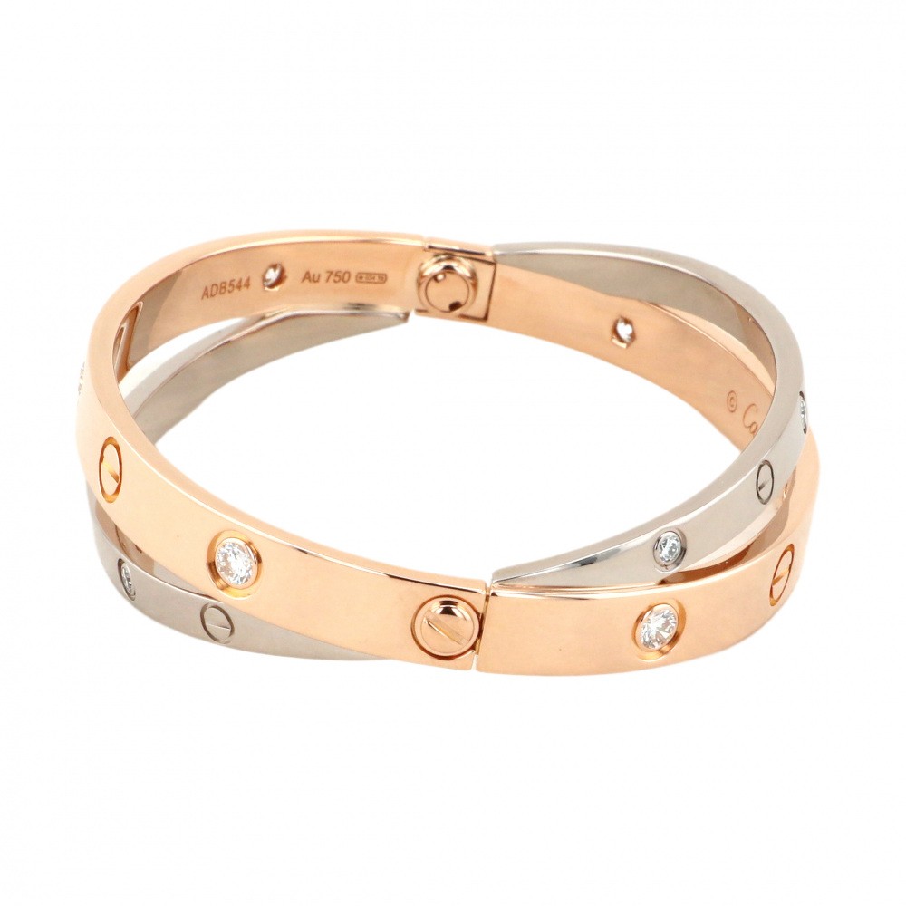 Cartier Love #16 Bracelet 18K White Gold & 18K Rose Gold Diamond
