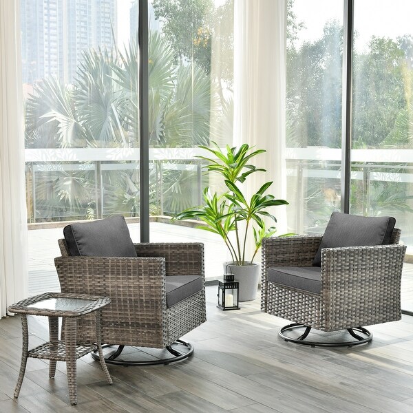 OVIOS Wicker Swivel Rocking Chair 3piece Set