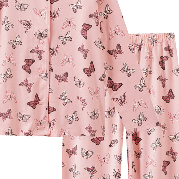 Yigga Mädchen Schlafanzug mit Schmetterling-Allover