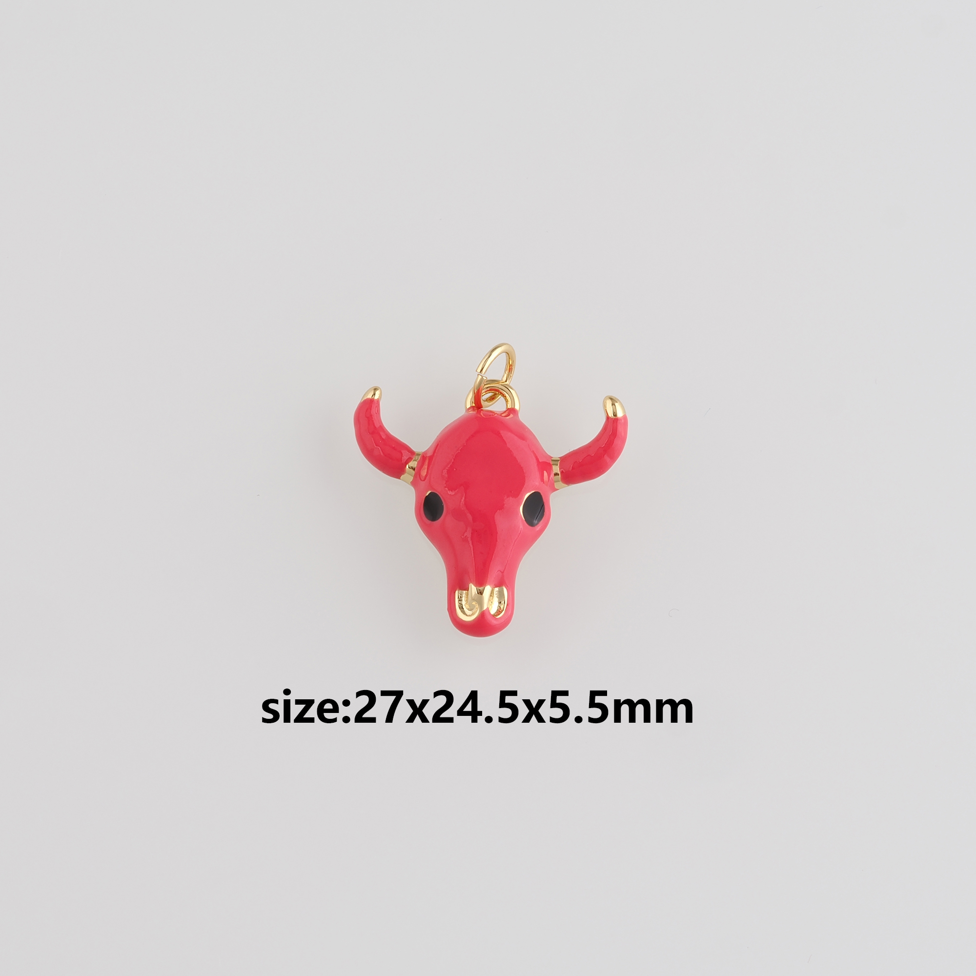 18K Gold Filled Bull Pendant,Enamel Animal Charm Earrings Necklace for DIY Jewelry Making Supply