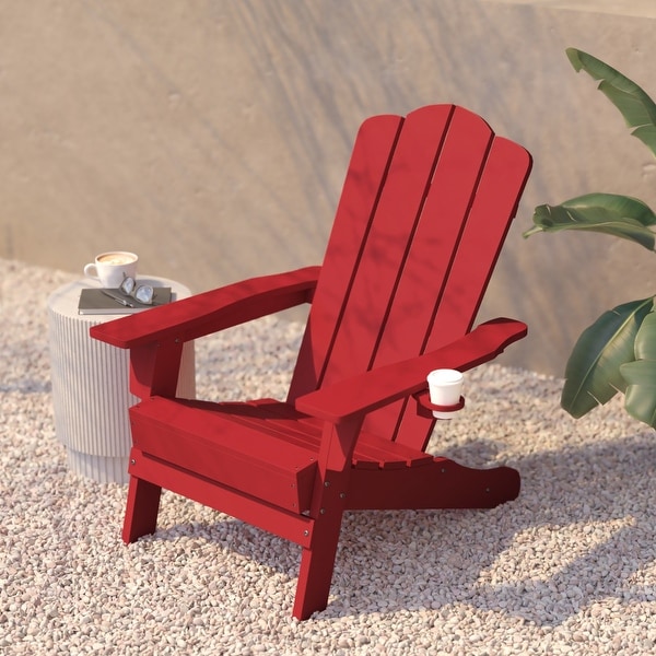 Set of 4 Commercial AllWeather Adirondack Chairs with Cupholders