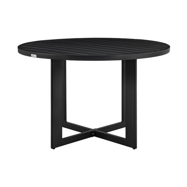 48 Inch Patio Dining Table,Aluminum Frame and Round Tabletop,Black