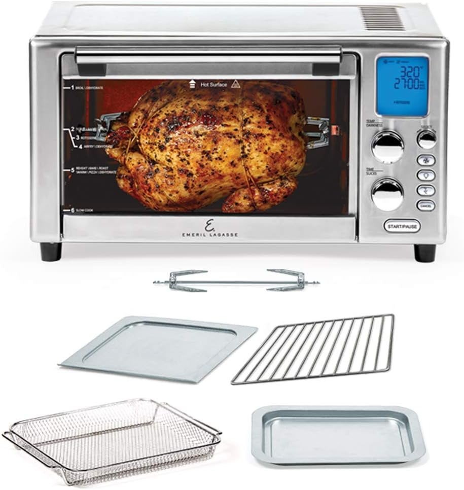 9-in-1 Air Fryer Convection Oven, 360° Quick Cook Technology, 12 Cooking Presets, Stainless Steel, 1500W