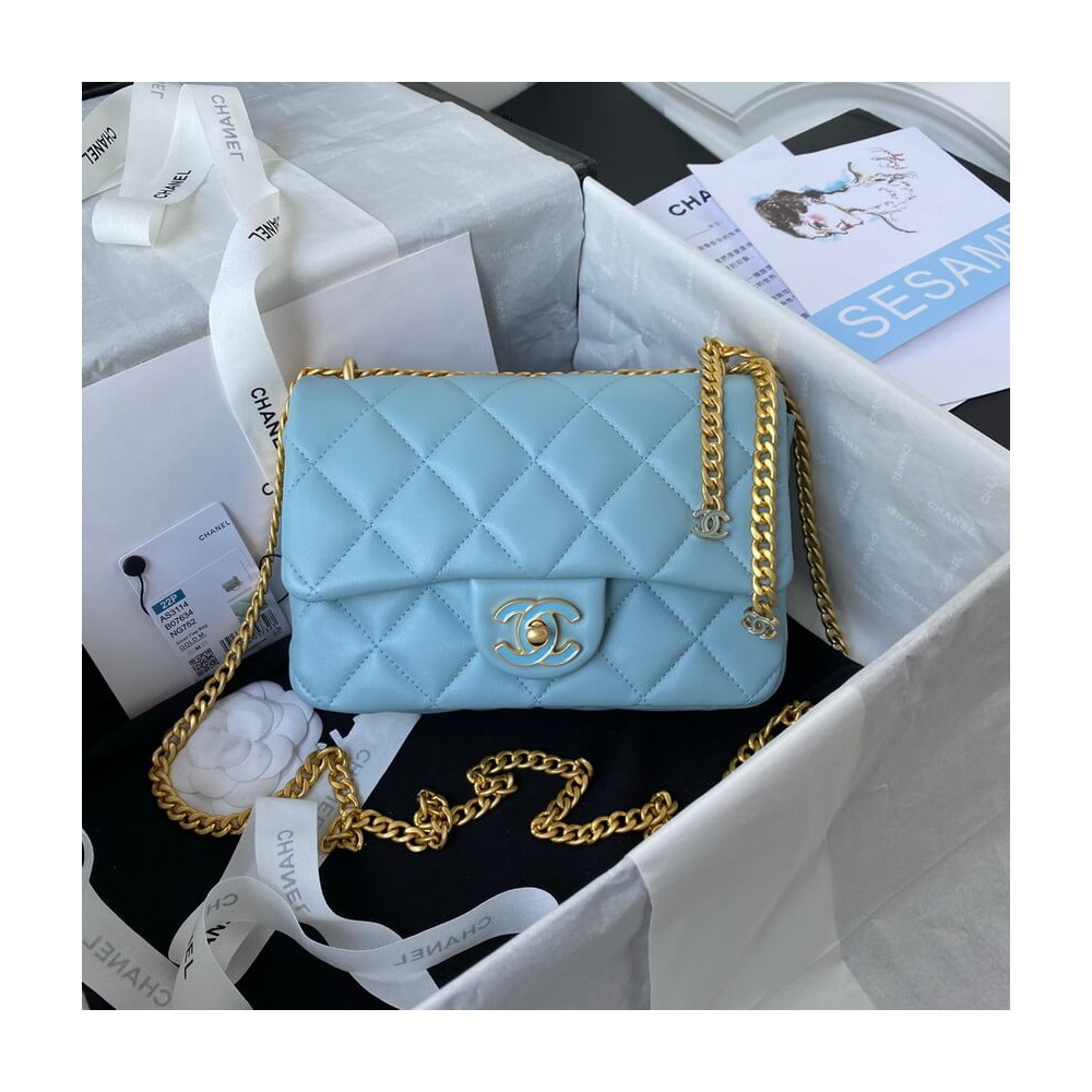 Chanel Small Flap Bag in Lambskin with Enamel CC