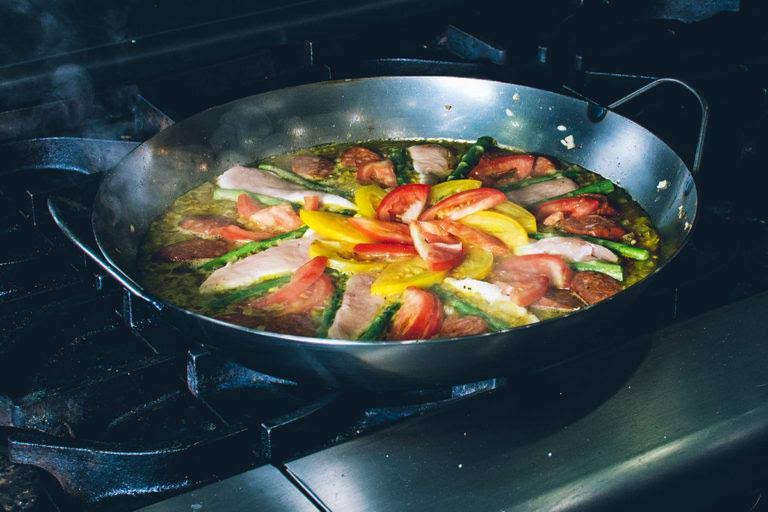 Matfer Bourgeat 062051 Black Steel Paella Pan, 14 1/8x22 Diameter