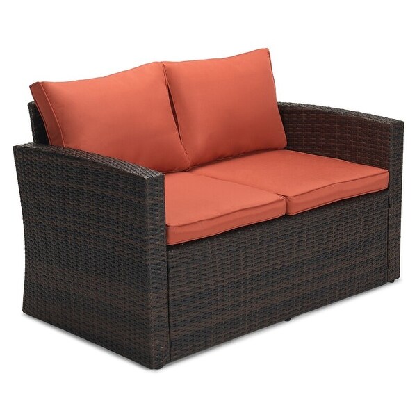 5piece Wicker Patio Conversation Furniture Set