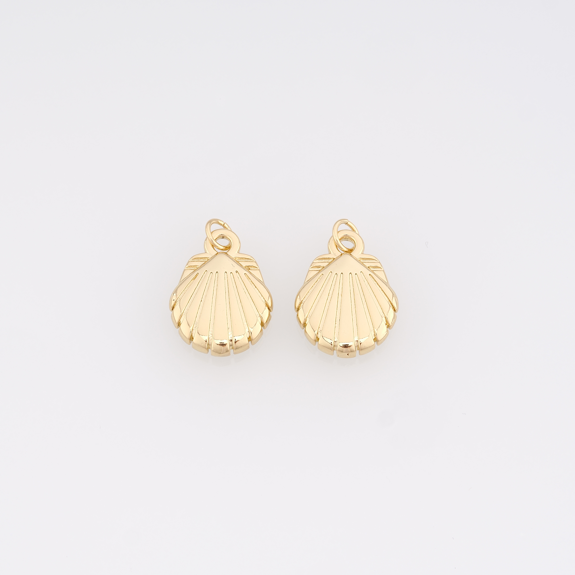 18K Gold Filled Scallop Pendant,Ocean Scallop Charm Earrings Necklace for DIY Jewelry Making Supply