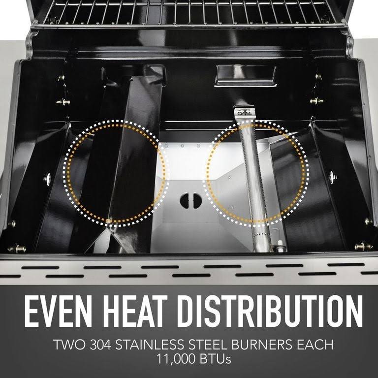 Permasteel 2 Burner Grill with Folding Side Shelves - Red