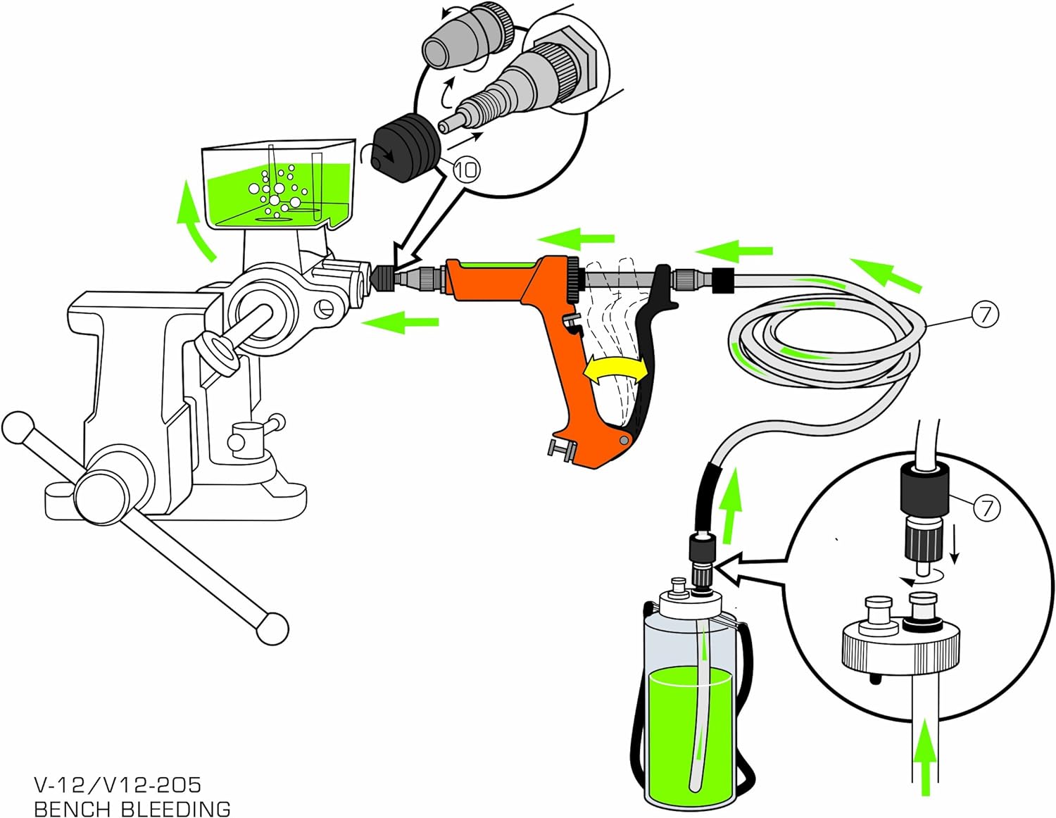 (2002HD-B) Heavy Duty Reverse Brake & Clutch Bleeder, One Person Bleeder, Cast Aluminum