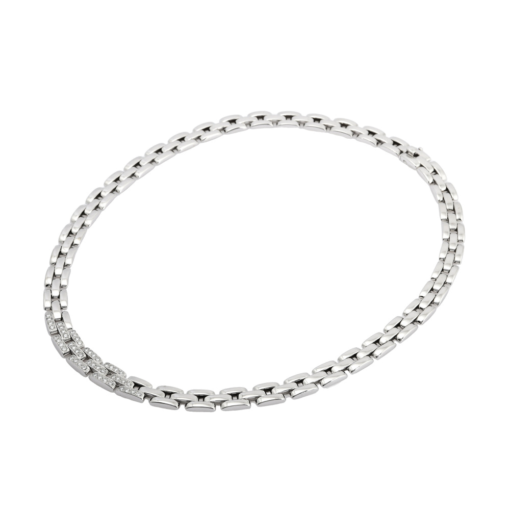 Cartier Mayon Pantale Necklace 18K White Gold Diamond