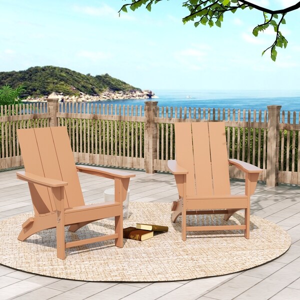Polytrends Shoreside Folding Poly EcoFriendly All Weather Outdoor Adirondack Chair (Set of 2)