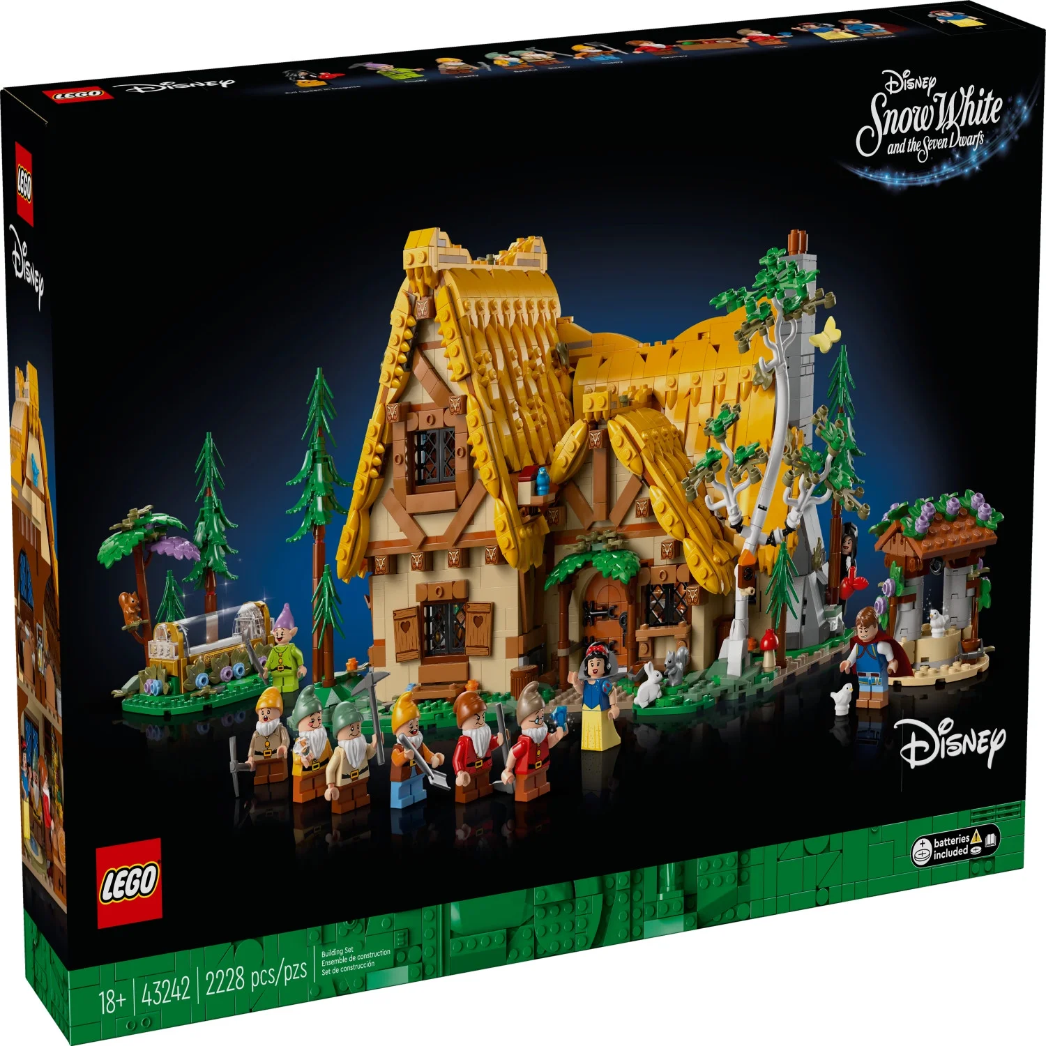 LEGO Disney Snow White and the Seven Dwarfs’ Cottage Building Kit, Build and Display Disney Princess Set with 10 Minifigures Including Snow White, Gift Idea for Fans of the Classic Movie, 43242