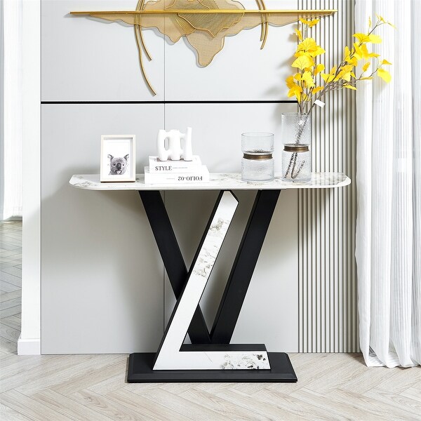 Console Table,Exquisite Shape Design w/ Adjustable Foot Pads