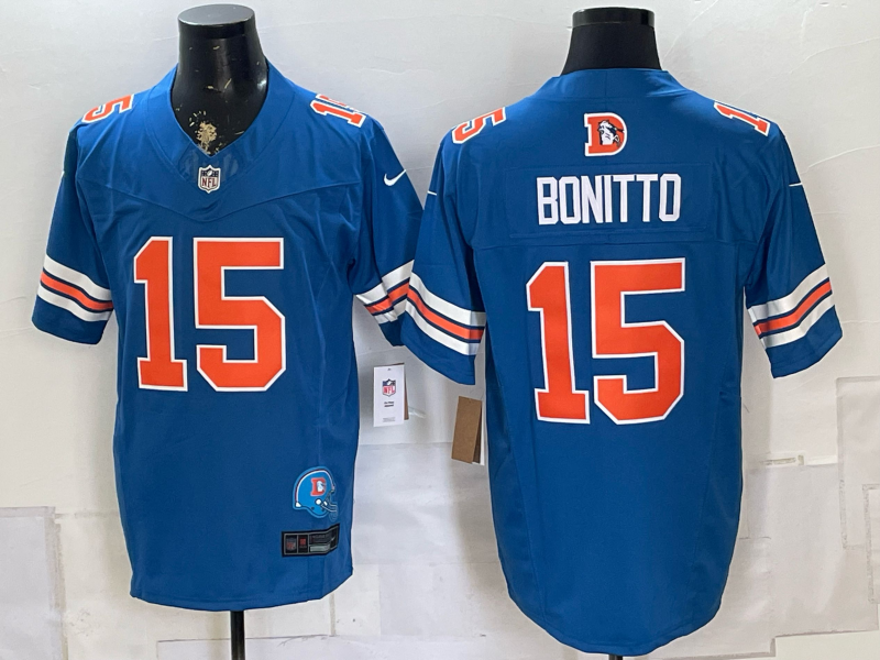 Men's Denver Broncos Nik Bonitto #15 Blue Game Jersey