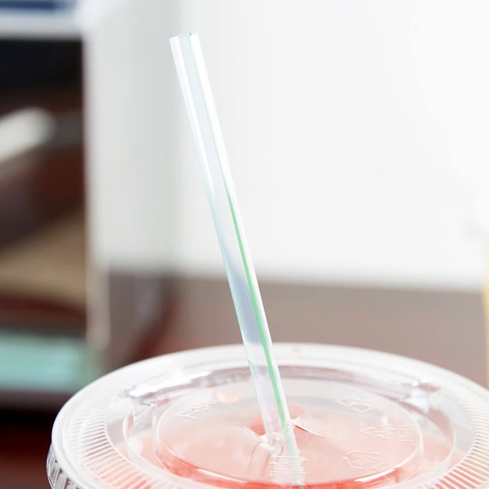 Eco-Products 7.75x22 Unwrapped GreenStripe Clear Straw / 9,600-ct. Case