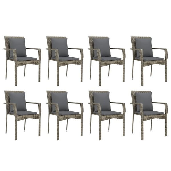 vidaXL 3 Piece Patio Dining Set with Cushions Black Poly Rattan