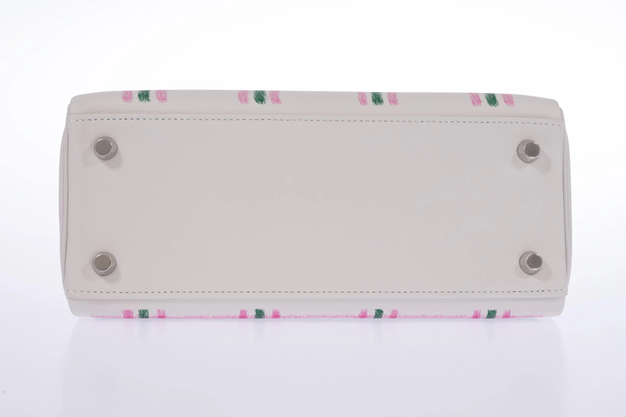Hermès Kelly 25 Retourne Tartan Light Gris Pale Vert Moyen Bubblegum Swift Palladium Hardware