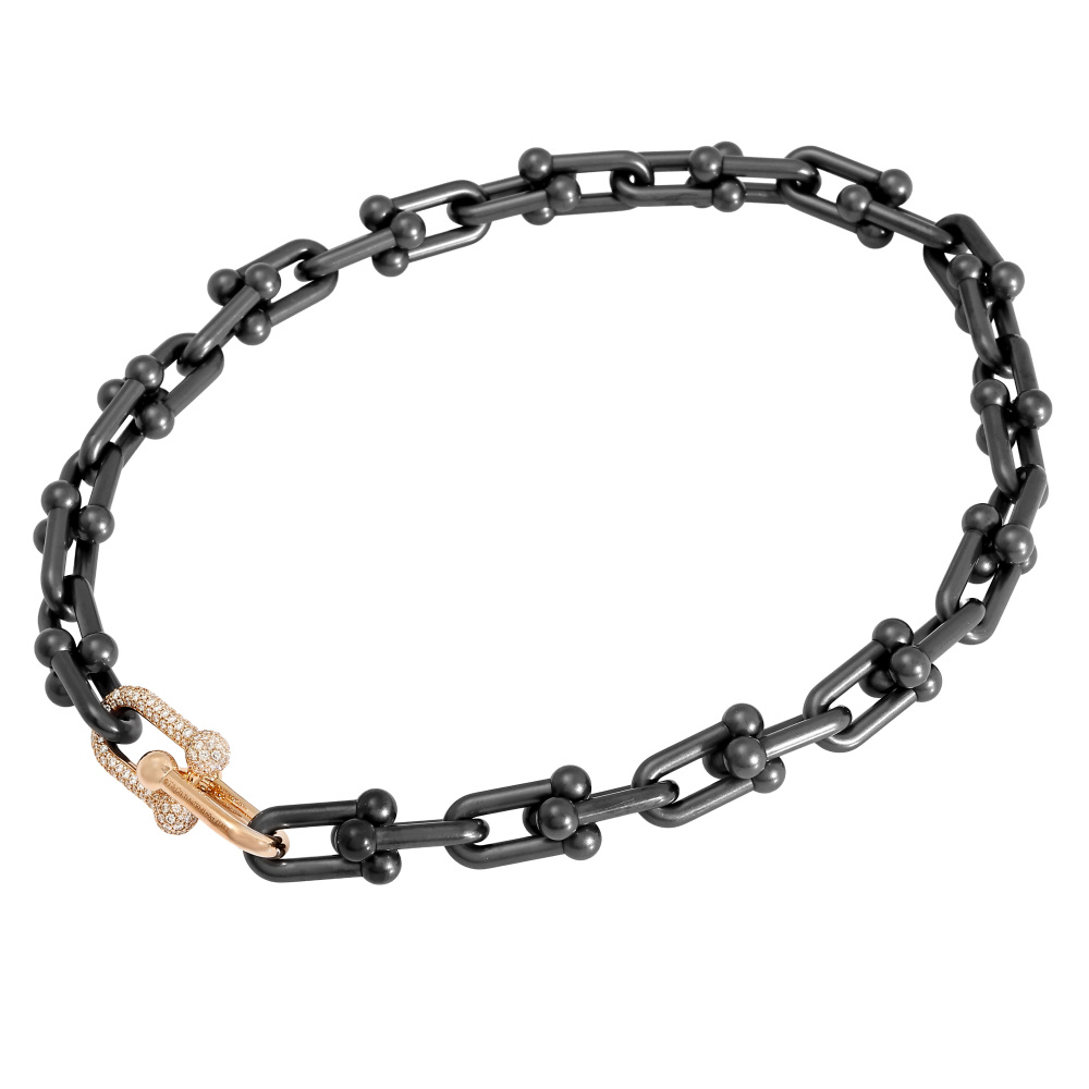 Tiffany & Co. Hardware Necklace 18K Rose Gold Diamond
