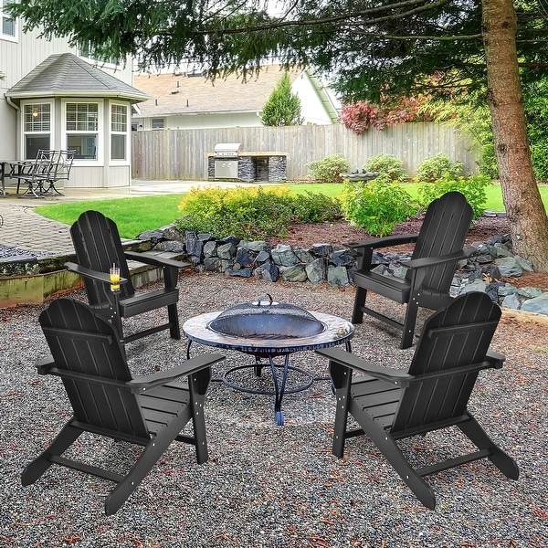 Costway Patio Adirondack Chair Weather Resistant Garden Deck W/Cup
