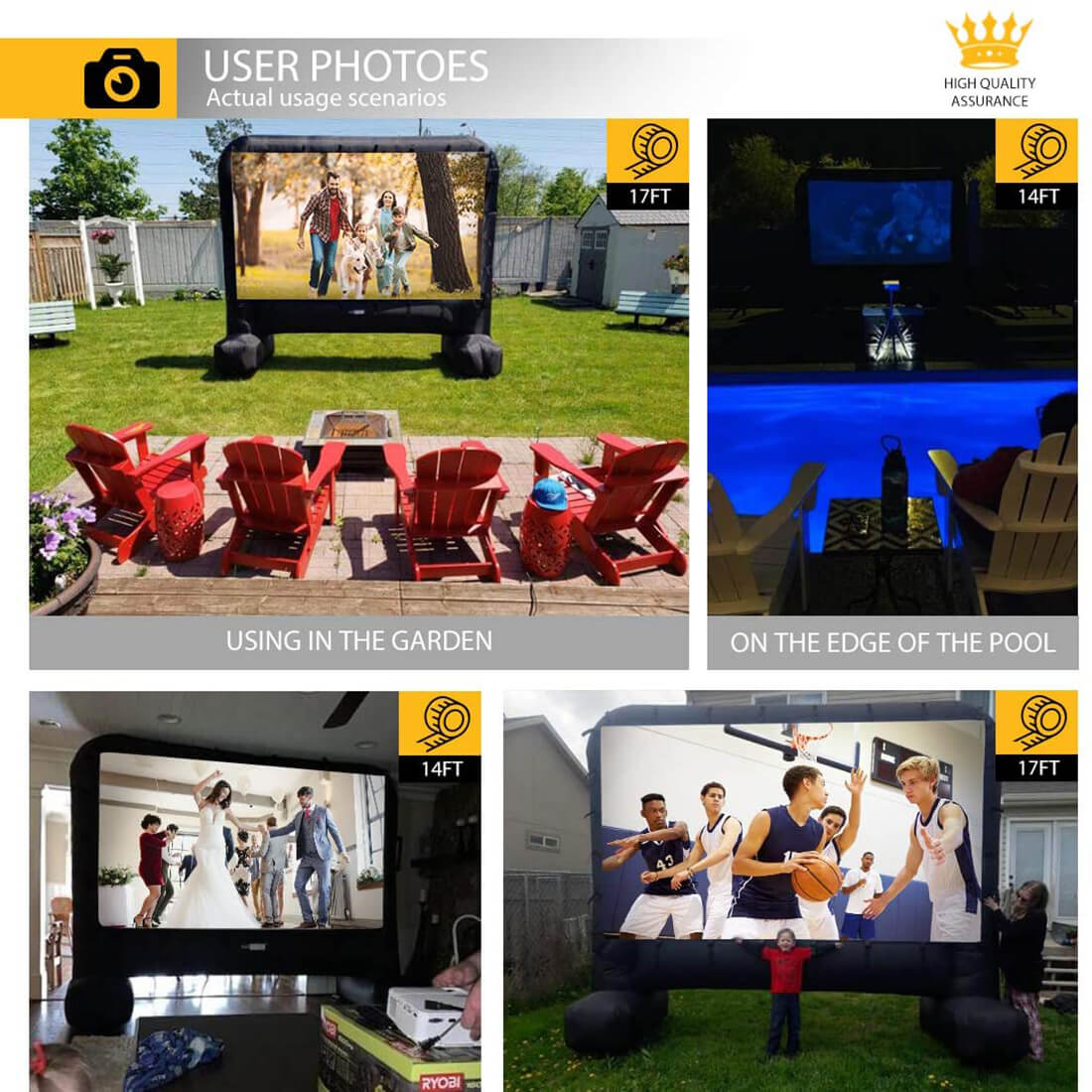 14-17 Feet Inflatable Mega Movie Screen for Front and Rear Projection