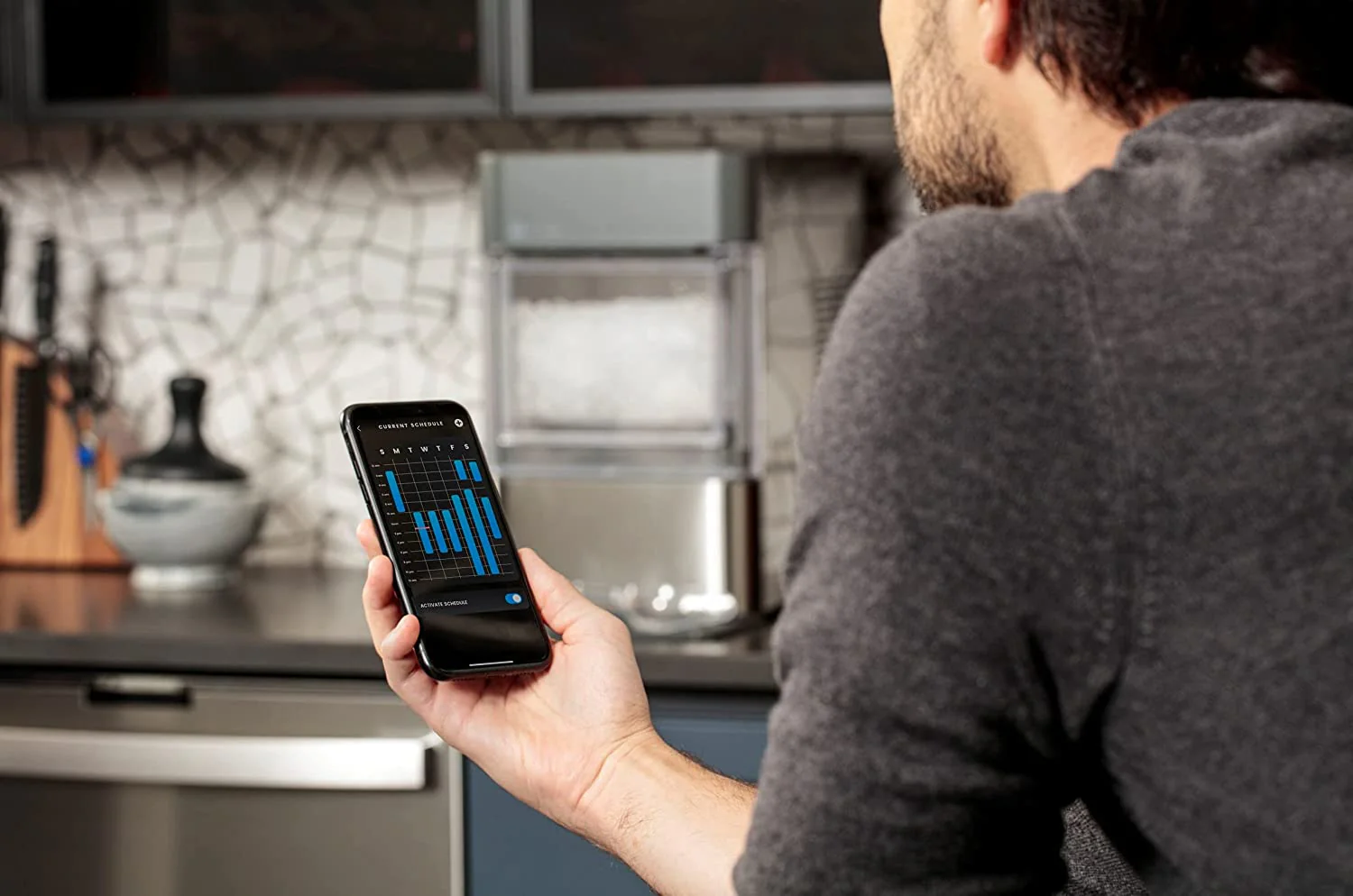 2026 Countertop Nugget Ice Maker | Ice Machine with WiFi Connectivity | Smart Home Kitchen Essentials | Black Stainless