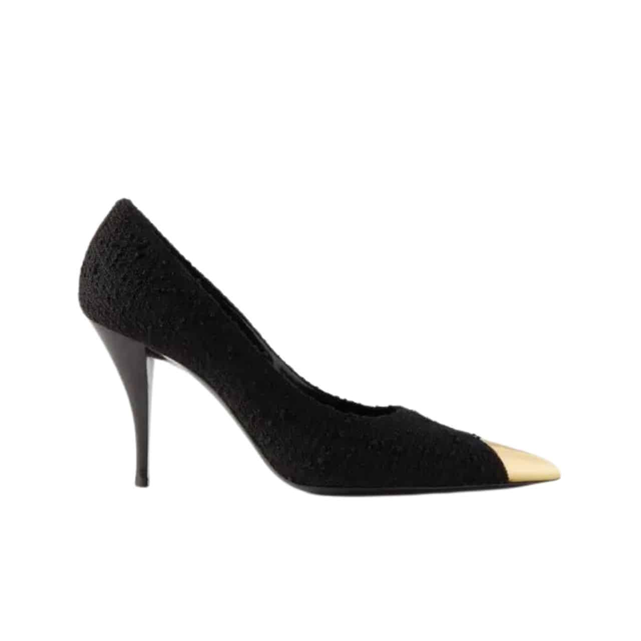 Saint Laurent Vesper Leather Trimmed Boucl? Pumps Black