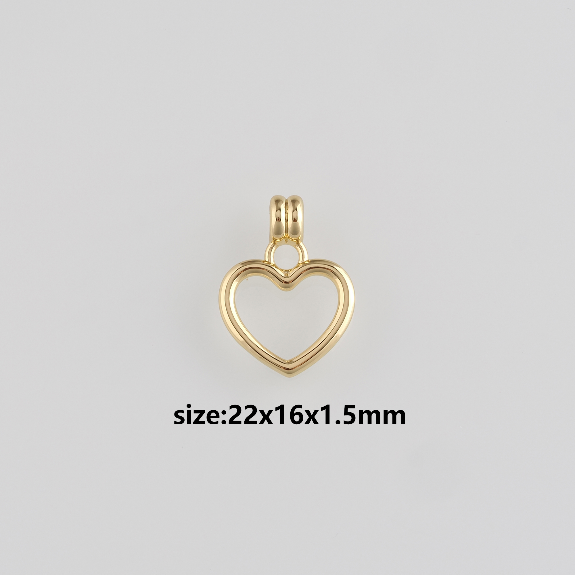 18K Gold Filled Heart Pendant,Heart Charm Earrings Necklace for DIY Jewelry Making Supply