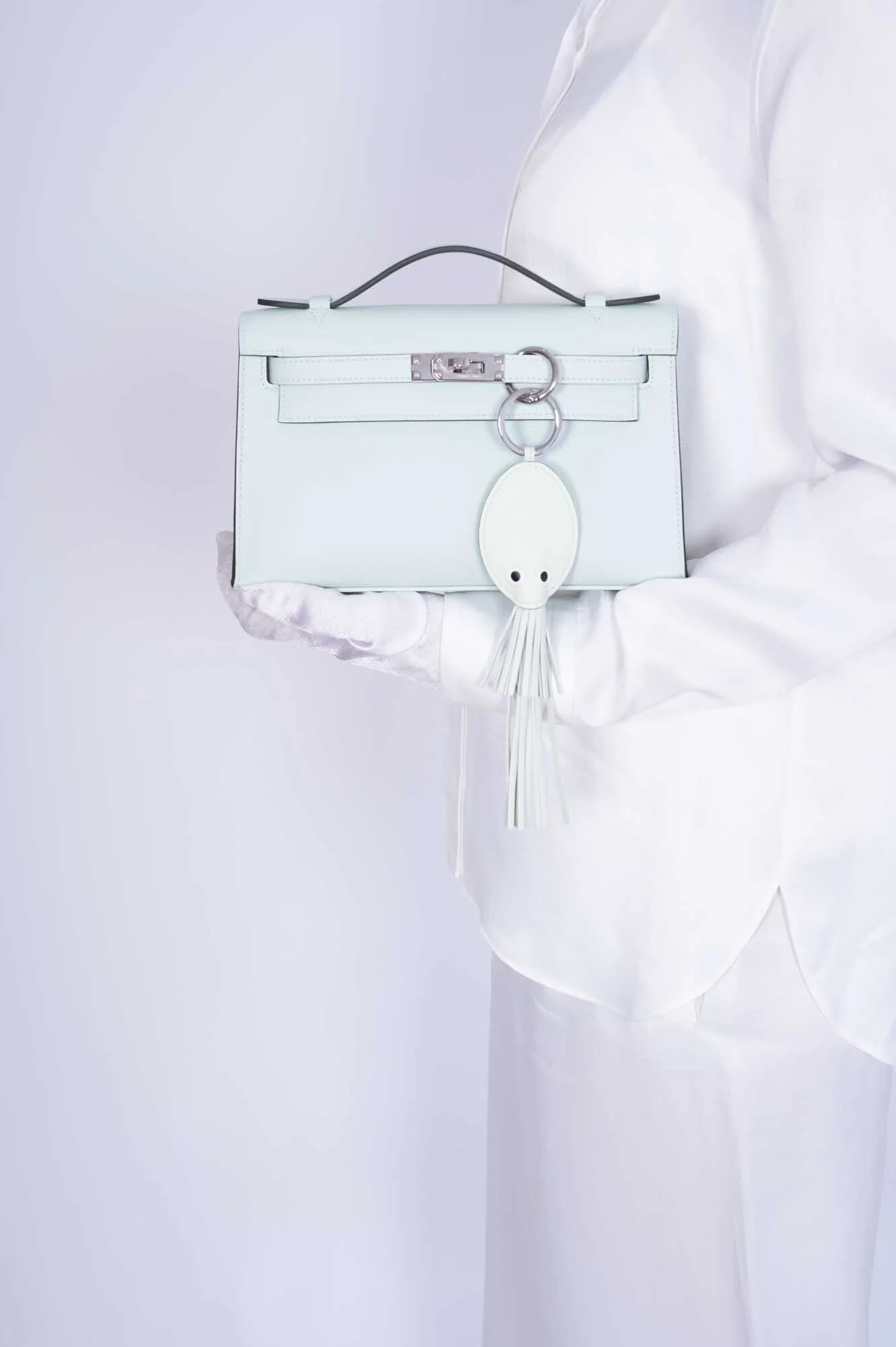 Hermès Kelly Mini Pochette Vert Peppermint Swift Palladium Hardware