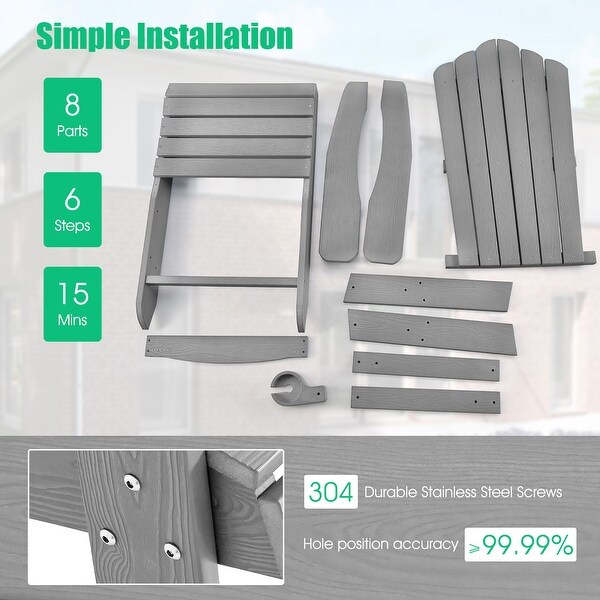 Costway Patio HIPS Adirondack Chair with Cup Holder Weather Resistant