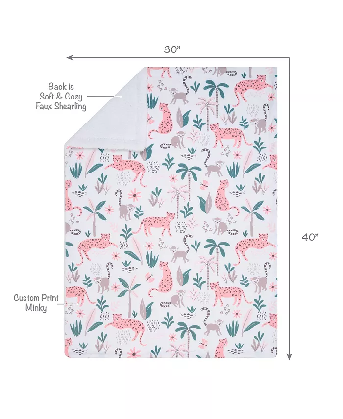 Lambs and Ivy Enchanted Safari Animals White Ultra Soft Jungle Baby Blanket