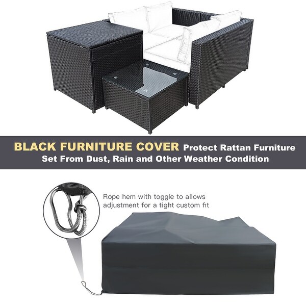 Gymax 8PCS Cushioned Rattan Patio Conversation Set w/ Coffee Table
