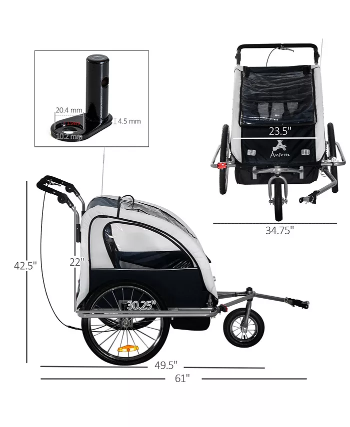 Aosom Elite Child  Pet Three-Wheel Bicycle Cargo Trailer White