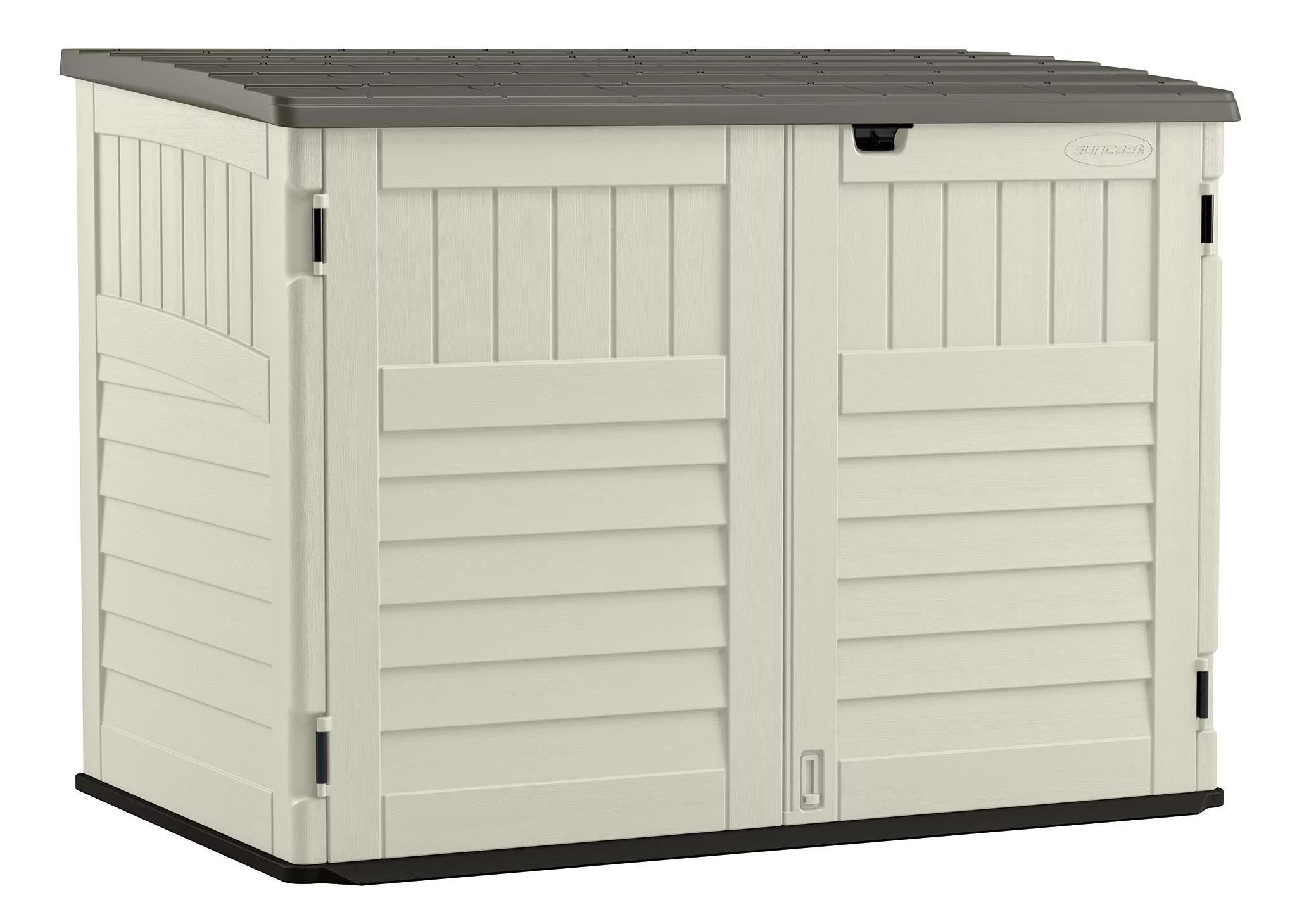 Suncast Plastic Storage Shed, Off-White and Gray, 44.25 in D x 52 in H x 70.5 in W