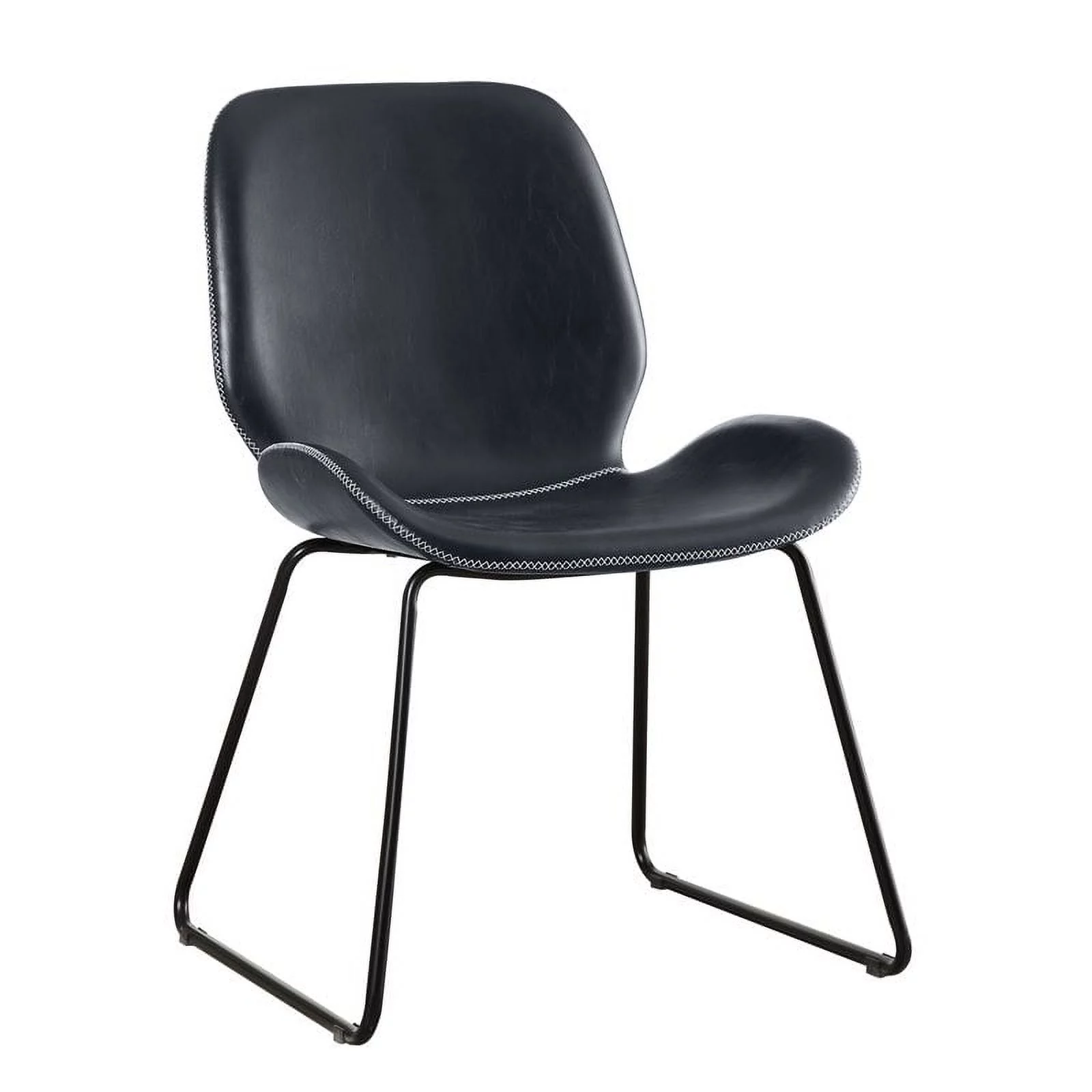 Furniture of America Shara Faux Leather Upholstered Accent Chair in Black
