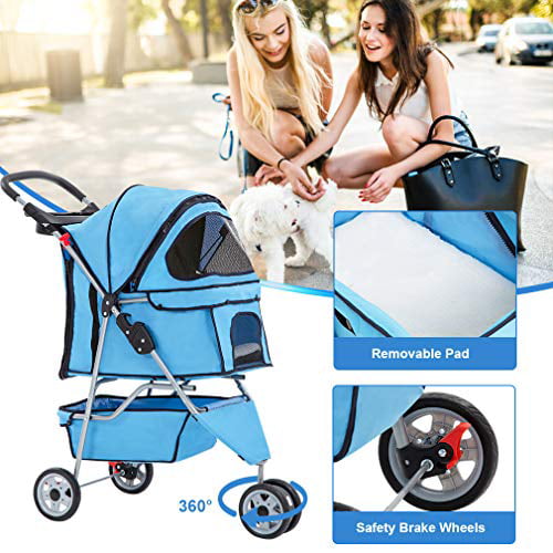 Bestpet Pet Stroller for Medium and Small Dogs, Foldable, 3 Wheels, Waterproof