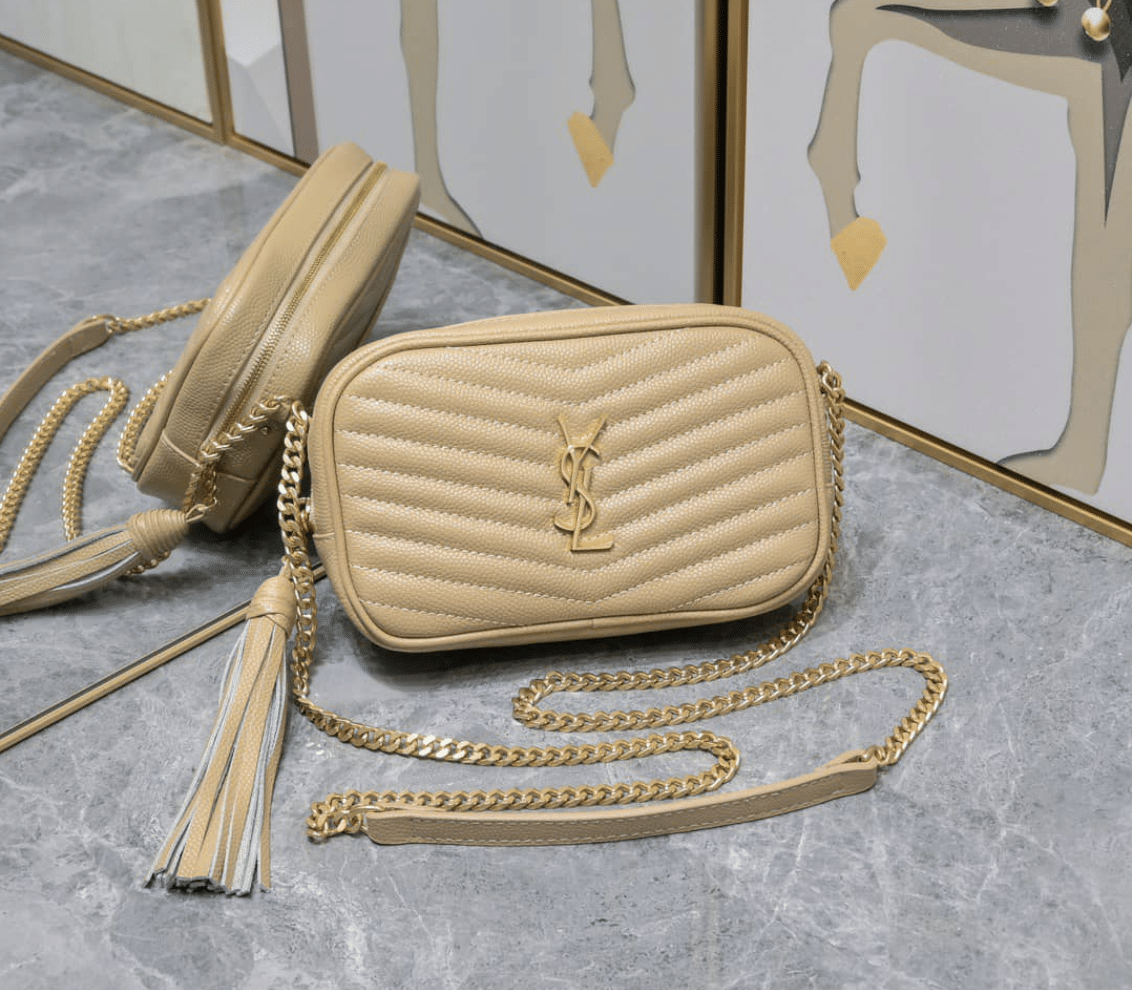 Saint Laurent Lou Camera Bag In Quilted Leather Beige 18Cm