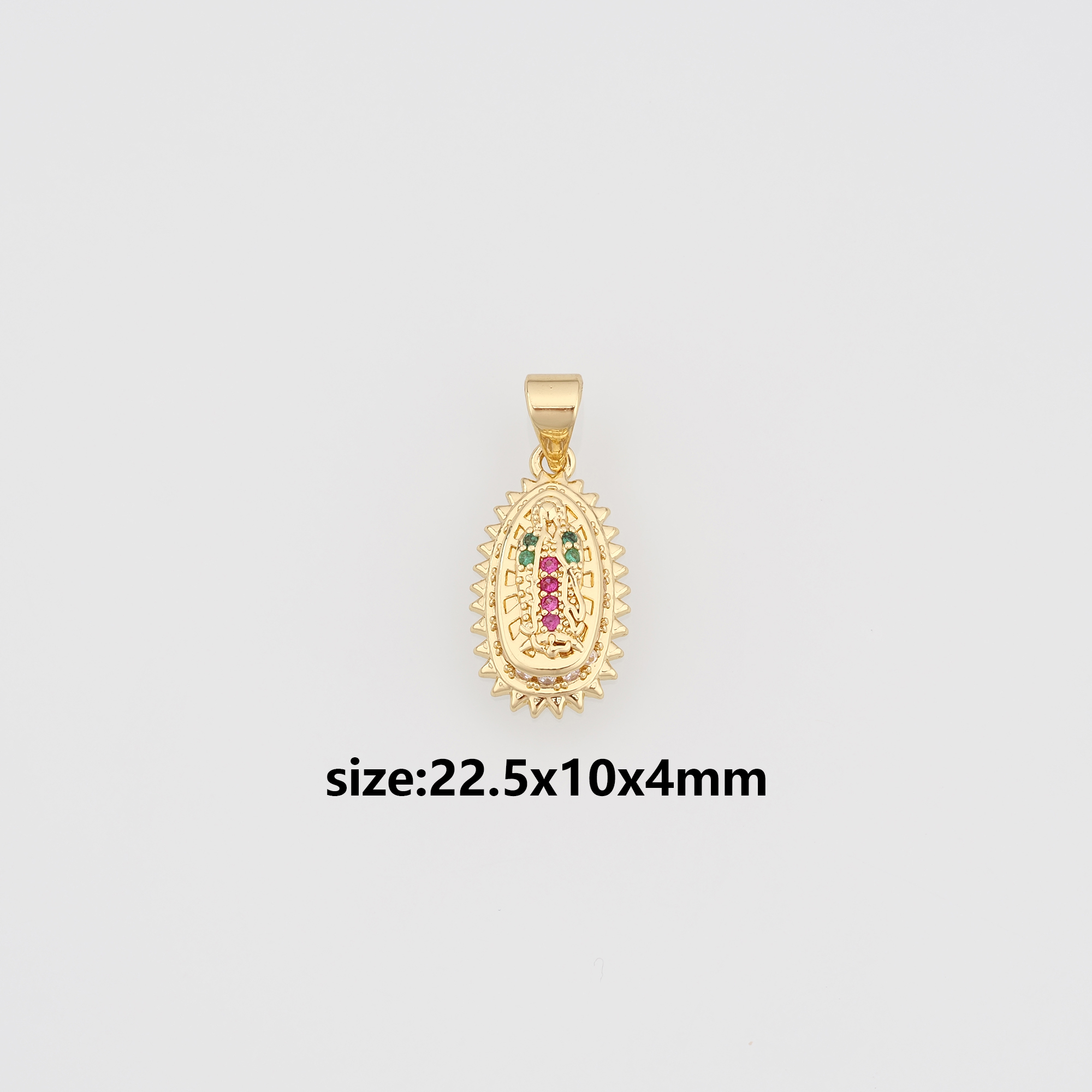 18K Gold Filled Virgin Mary Pendant,CZ Micro Pave Religious Charm Earrings Necklace for DIY Jewelry Making Supply