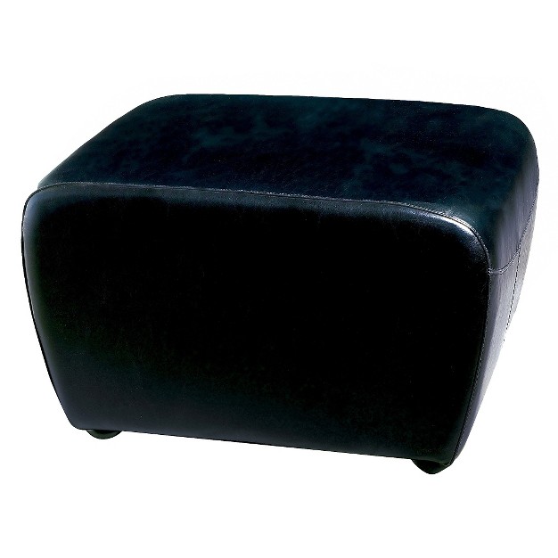 Full Leather Ottoman With Rounded Sides Baxton Studio