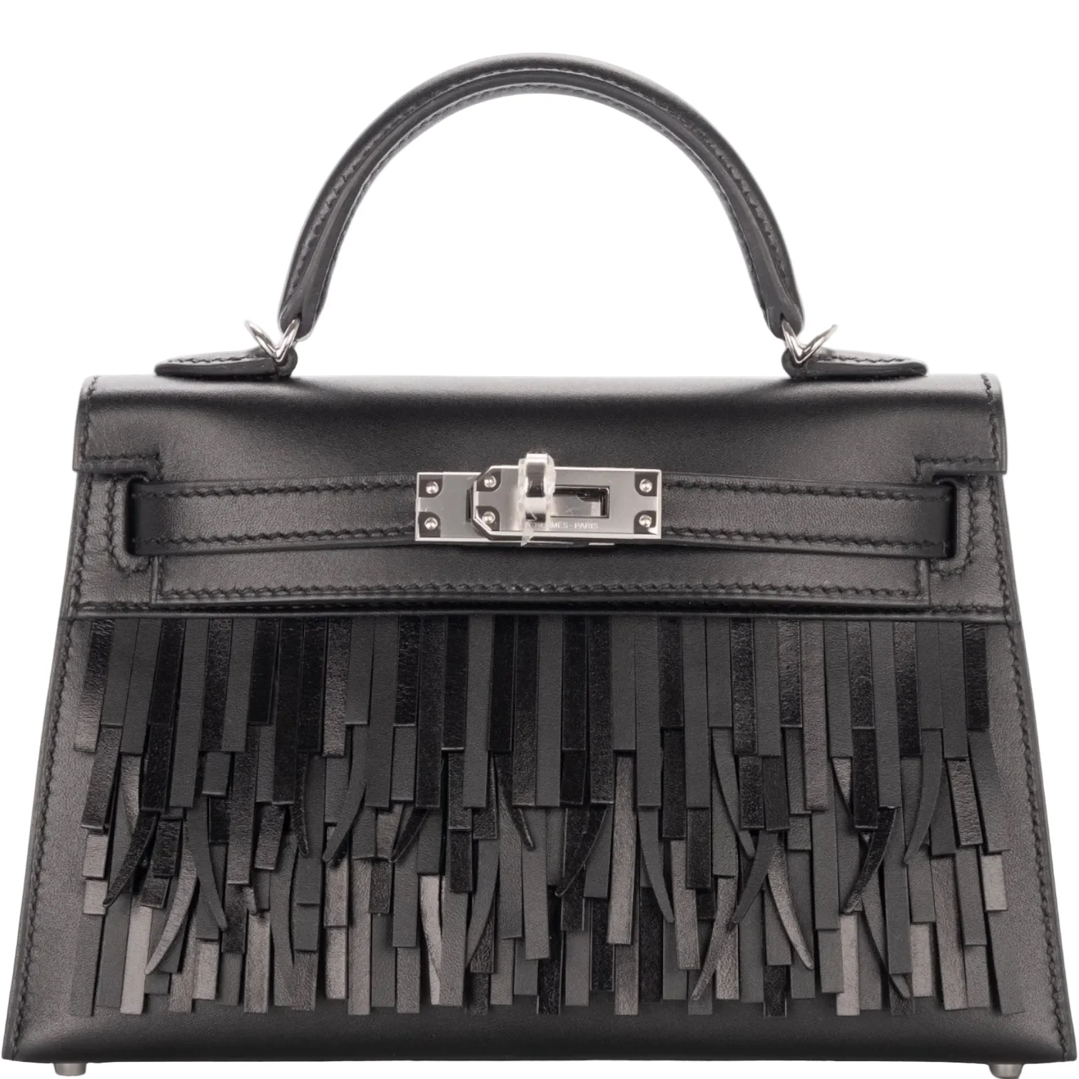 Hermès Mini Kelly II 20 Pampilles Sellier Noir Tadelakt & Sombrero Palladium Hardware