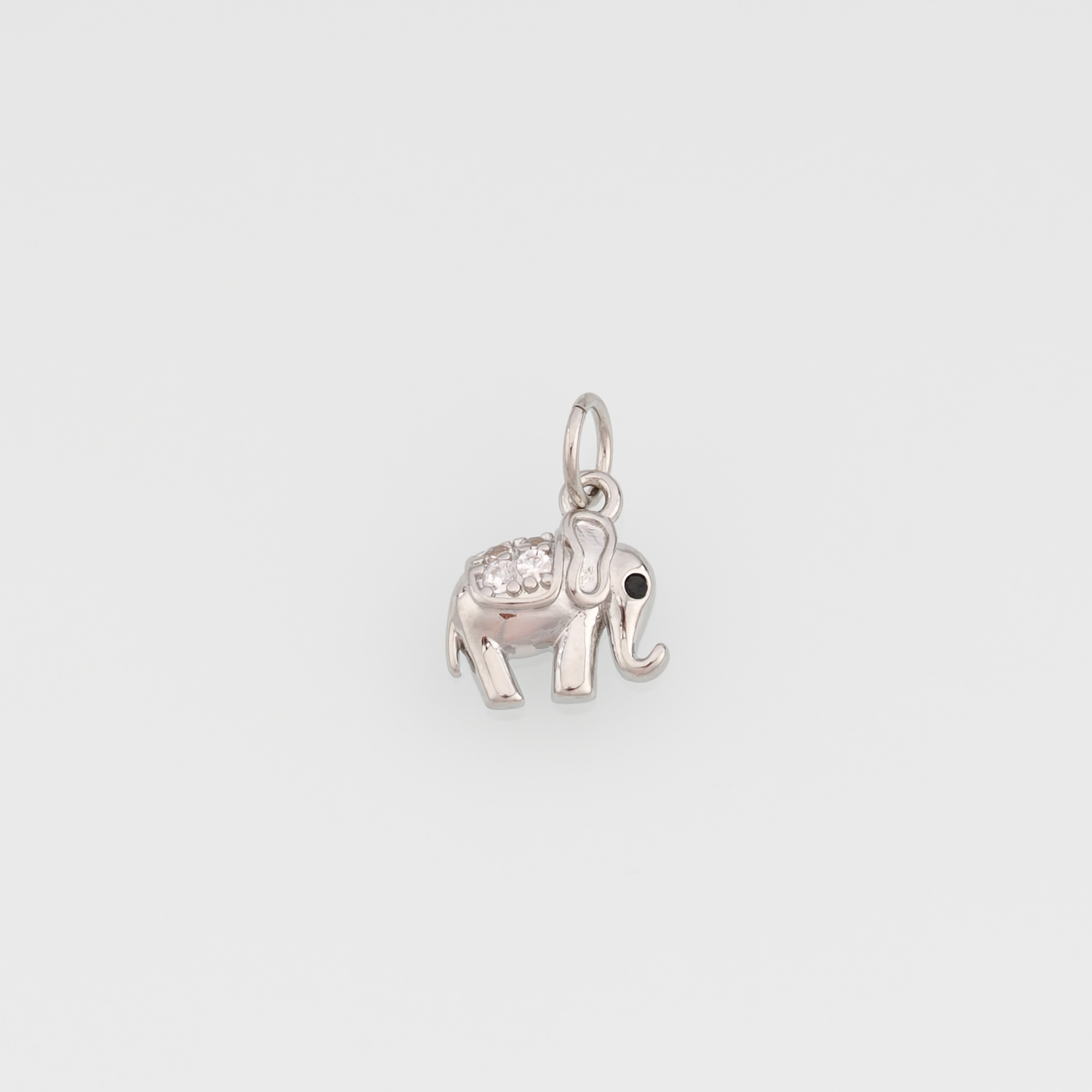 18K Gold Filled Elephant Pendant,CZ Micro Pave Elephant Charm Earrings Necklace for DIY Jewelry Making Supply